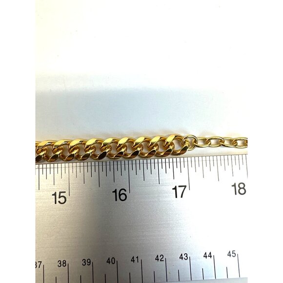 Vtg Vince Camuto Zebra Pattern Chunky Gold Tone Chain Necklace -17in Adjustable - Picture 5 of 7